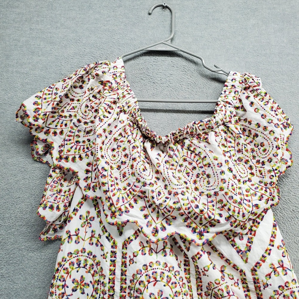 New York & Company Women Dress XL White Embroidered Eyelet Off The Shoulder NWT - Picture 6 of 10